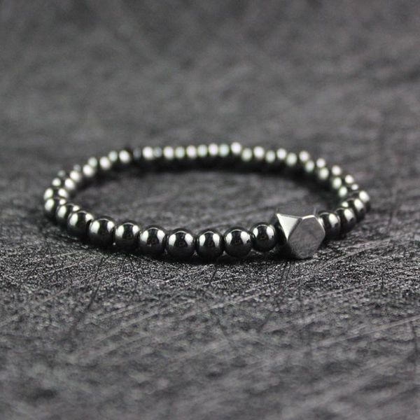 

beaded, strands fashion black hematite beads bracelet men polyhedral charm jewellery