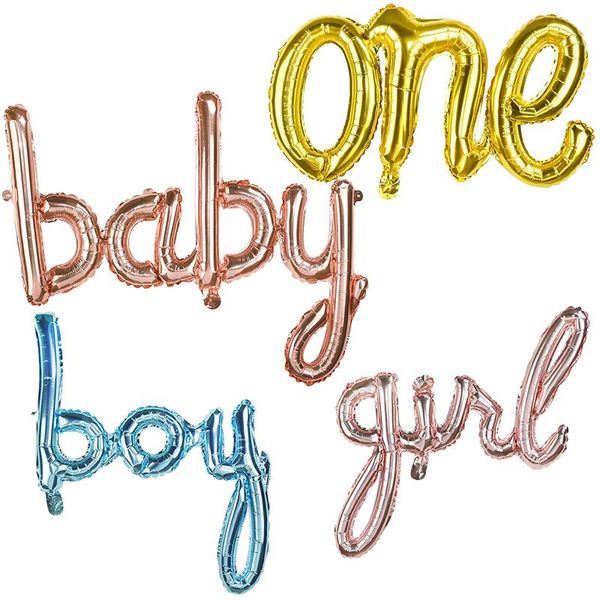 

one baby boy girl script letter foil balloon baby shower 1st birthday party gender reveal balloon decoration favor toys