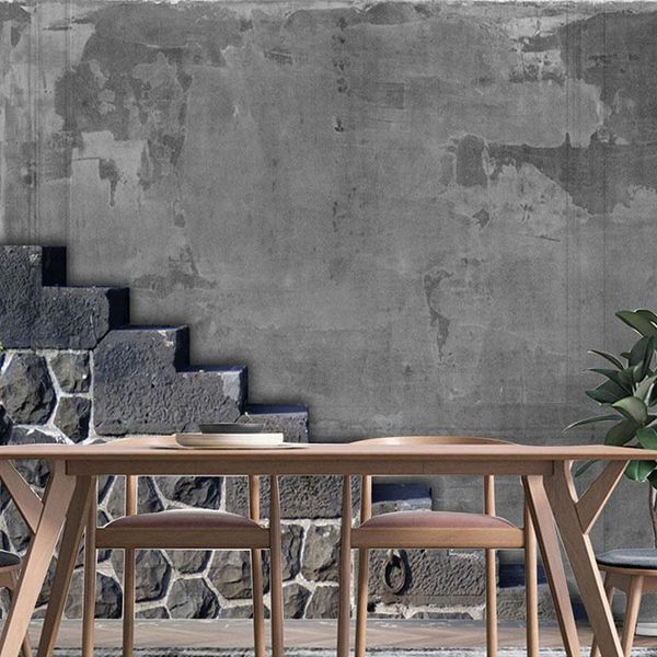 

wallpapers custom po mural industrial style gray cement brick wall papers home decor living room kitchen restaurant papel de parede 3d