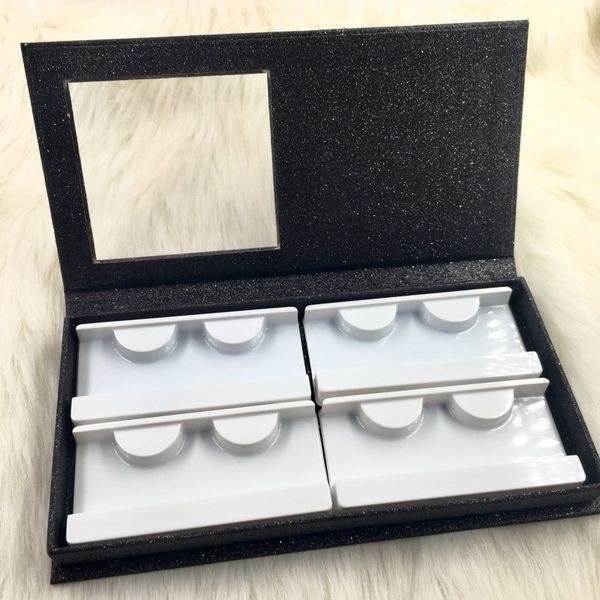 

false eyelashes lash book 4 pairs black holographic color private label packaging