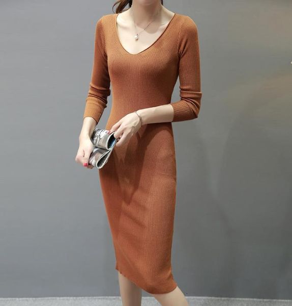 

New with V-decont Knitted As Women Thin, Long Dresses Spg8, Black;gray