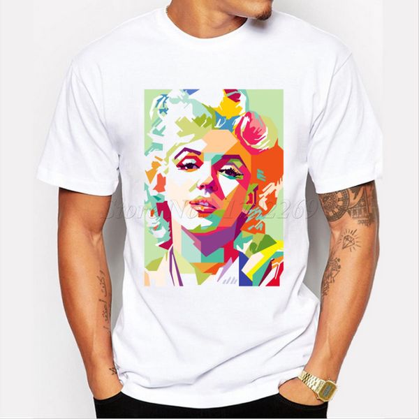 

new brand fashion technicolor marilyn monroe printed short sleeve male harajuku boy's funny basic sport sweatshirt hoodie t shirt