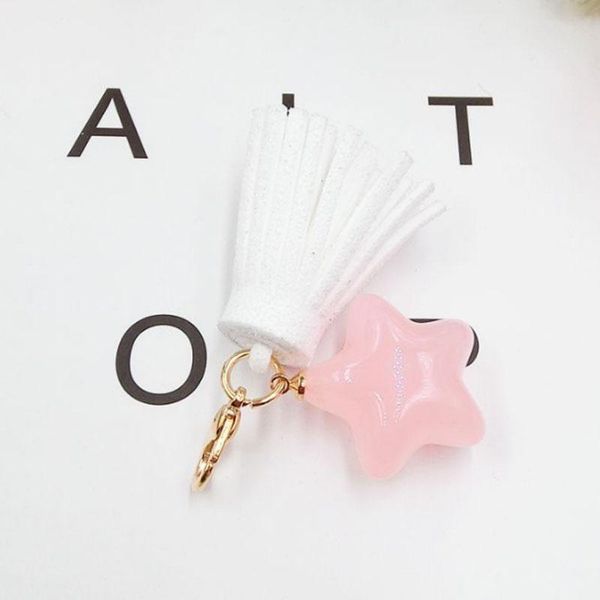 

women casual triple leather tassels with star keychain bag pendant alloy car key chain ring holder jewelry gl5034 h bbyfic, Silver