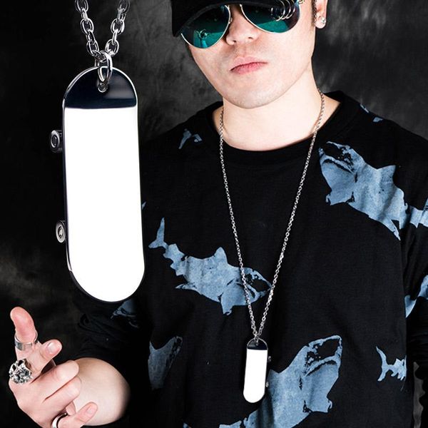 

fingers skateboard pendant men's fingertip play stainless steel necklaces jewelry hippop street culture mygrillz, Silver
