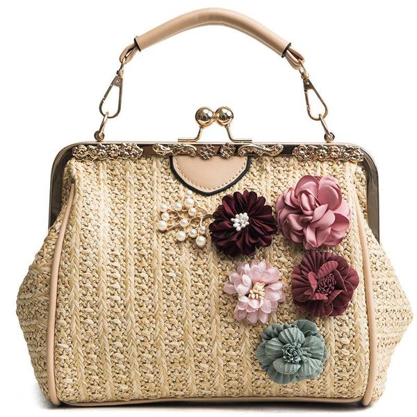 

2020 fashionable straw woven handbag women's flower single shoulder straddle bag