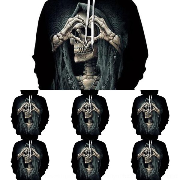 

fqort autumn 3d round digitaland spring sweater skull gesture love digital printing set picture street fashion digitaldigital neck sweater 9, Black
