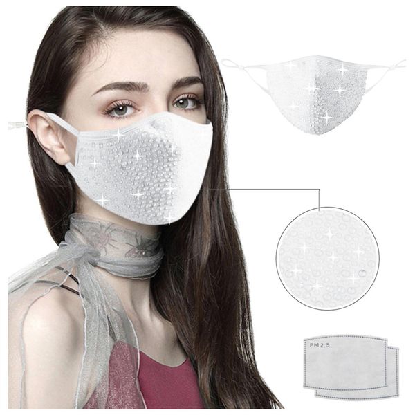 

women rhinestone bling mask for face protective face masks headband bandana mascarillas mondkapjes mondkapjes met filter bbylxz alice_bag, Black