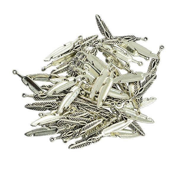 

100 pieces small feather charms craft supplies tibetan silver pendants beads charms pendants for crafting, jewelry findings making accessory, Black