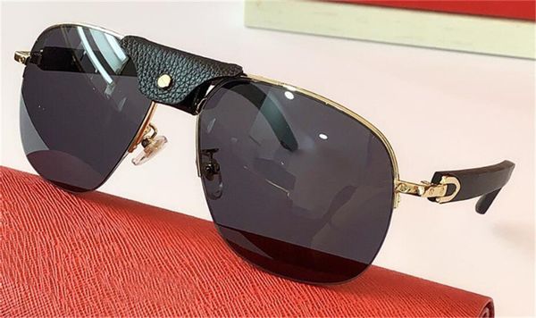 

new fashion design sunglasses 0568 pilot metal half frame frame with leather buckle design uv400 protective eyewear quality, White;black