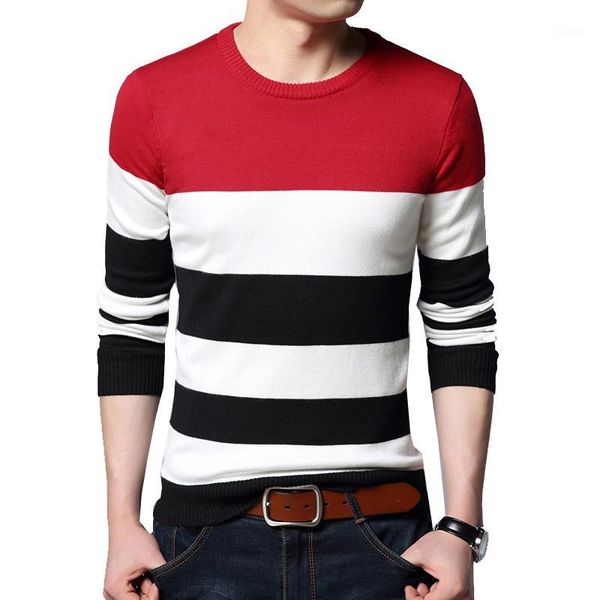 

2018 new autumn casual sweater men o-neck slim fit patchwork men sweaters thick pullovers legible mens sweaters1, White;black