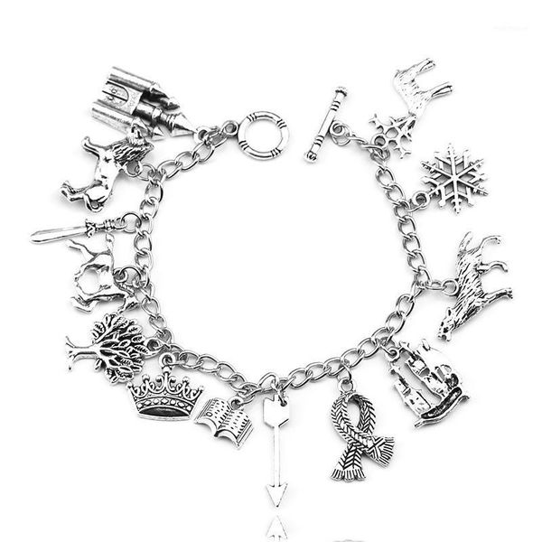 

new jewelry chronicles of narnia inspired bracelet reindeer snowflake wolf throne ship aslan charm women bracelet accessories1, Golden;silver