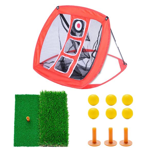 

golf chipping net golfing target practice mat, ball, tees, backyard