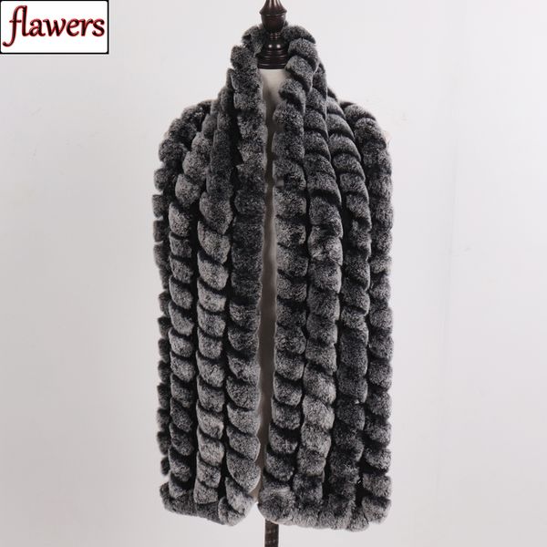 

new arrival long style women 100% natural rex rabbit fur scarves winter warm lady real rex rabbit fur mufflrs knitted fur scarf 200930, Blue;gray