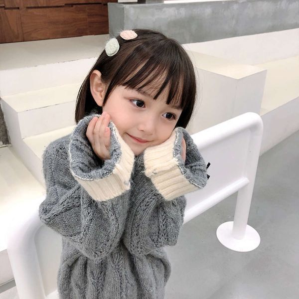 

new wear korean children's winter baby's thickened t-shirt girl's sve stitching turtleneck sweater cf7i, Blue