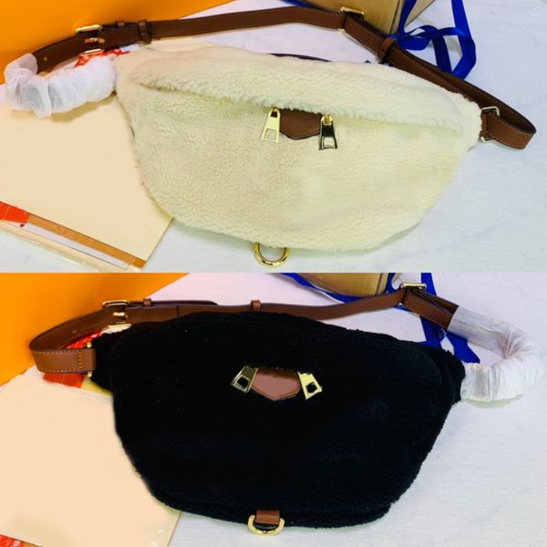 

handbag women luxury designer quality genuine waist chest bag fashion shoulder messenger bags canvas plush leather strips material belt 37cm