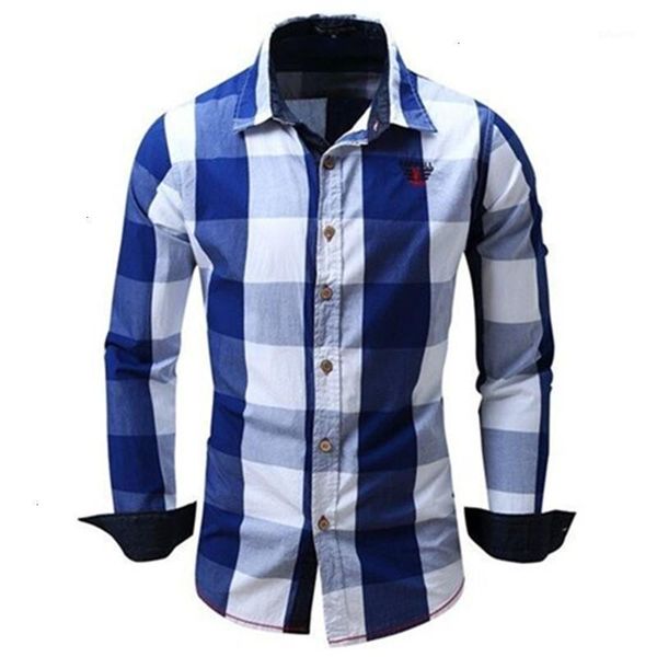 

2019 lente en herfst mode nieuwe mannen casual lange mouw shirt/mannen slim grote plaid shirts1, White;black