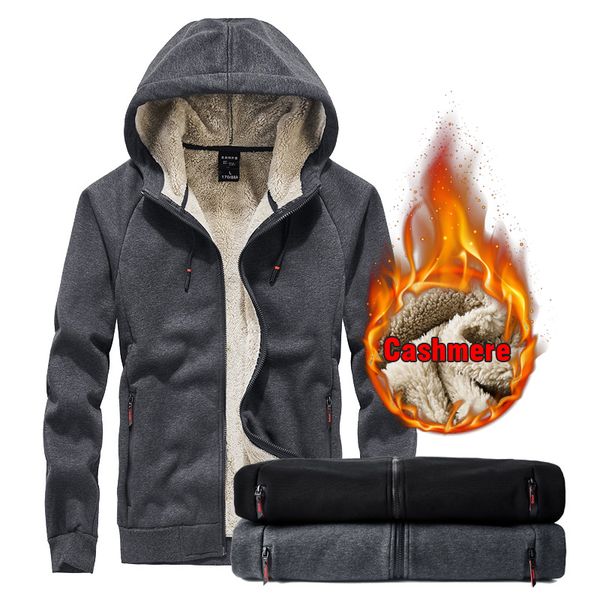 

2019 winter new men's warm hoodie sweatshirt casual cardigan fleece thicken coats male plus size 8xl 7xl 6xl brand clothing, Black