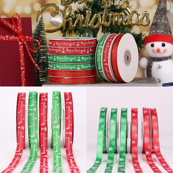 

1cm ribbon red green riband snow holiday decoration gift wrapping diy craft merry christmas accessor