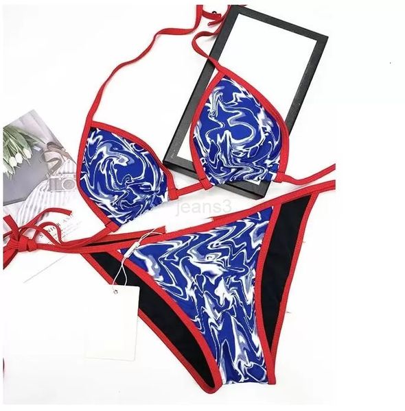 

bikini 2022ss women set lace up triangle two piece swimsuit fashion letter printed bathing luxurys designer bikinis swimwear one, Black;white