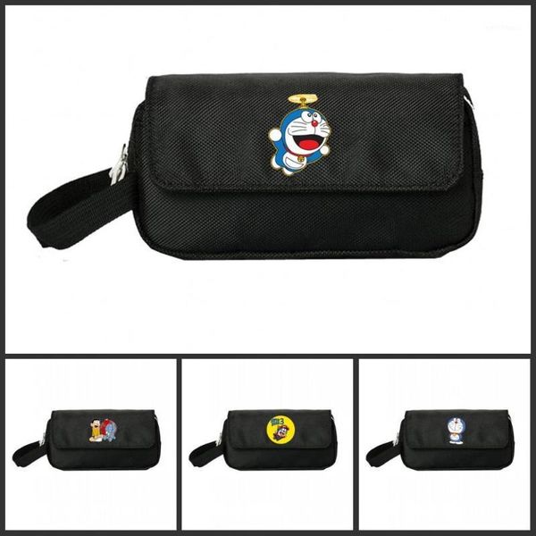 

doraemon pencill case women cosmetic cases makeup bag child girls double zipper pecill bag handbag purse1