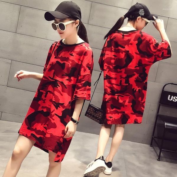

plus size women camouflage print long t shirt summer 2020 streetwear short sleeve loose casual cotton tee shirt femme 5xl1, White