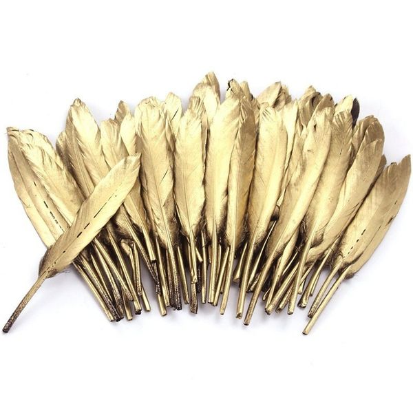 

gold 10pcs/bag 5-7inches feathers for christmas plated wedding party decoration diy handicrafts accessories