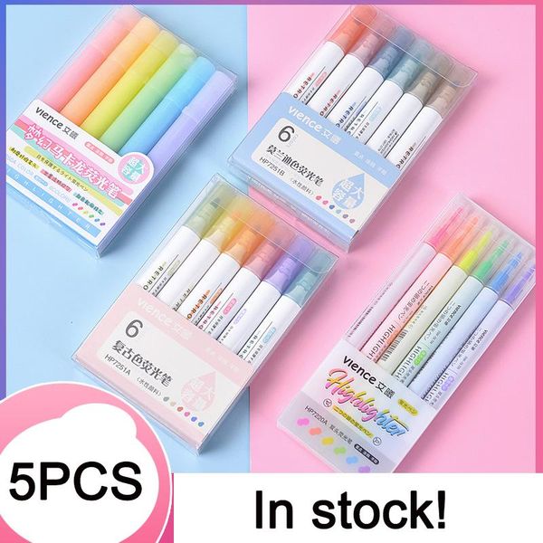 

6pcs/set highlighter pens diy scrapbooking pen for writing drawing doodling art markers, Black;red