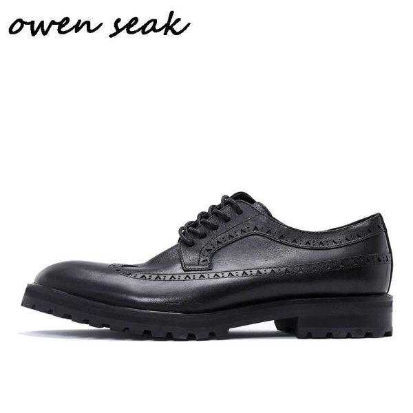 

owen seak men dress shoes luxury trainers cow leather bullock boots male autumn zip lace up brand flats black white shoes