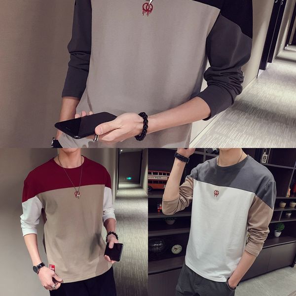 

d0u2u long-sleeved men's sweater spring men's shirtt-shirt white clothes autumn shirt spring base inner tclothes sweater fashion t, Blue