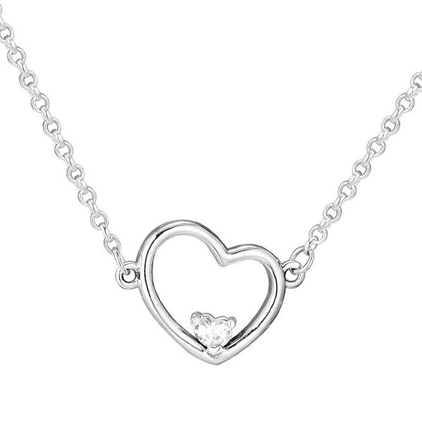 

clear cz love heart pendant necklaces for women fashion 925 sterling silver necklaces femme jewelry choker statement