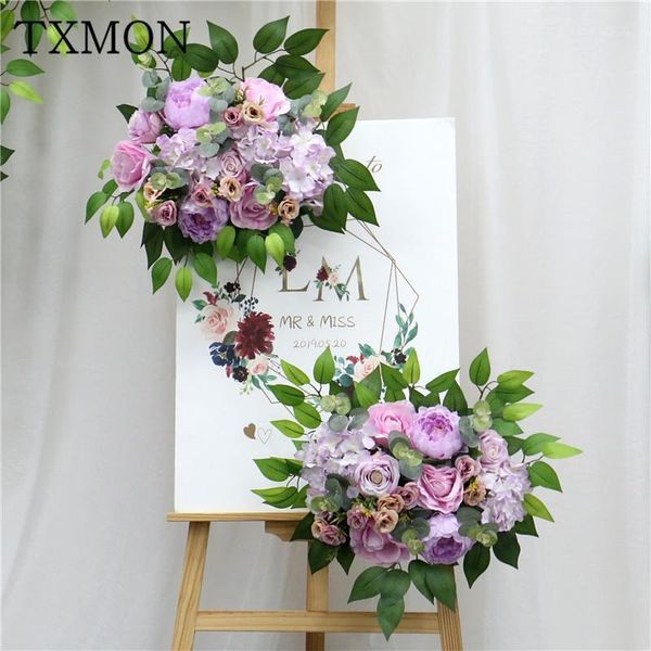 

custom made new wedding simulation decorative flower ball road hydrangea rose silk fake flowers stage background layout floral1