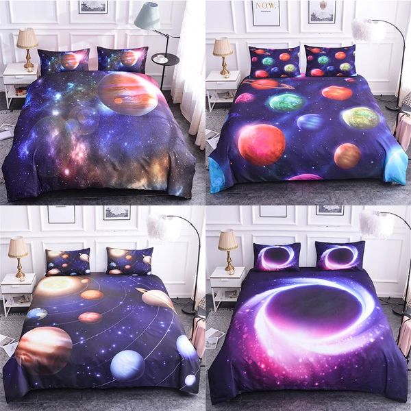 

homesky planet earth 3d bedding set bed cover  king nebula printed soft bed set universe outer space