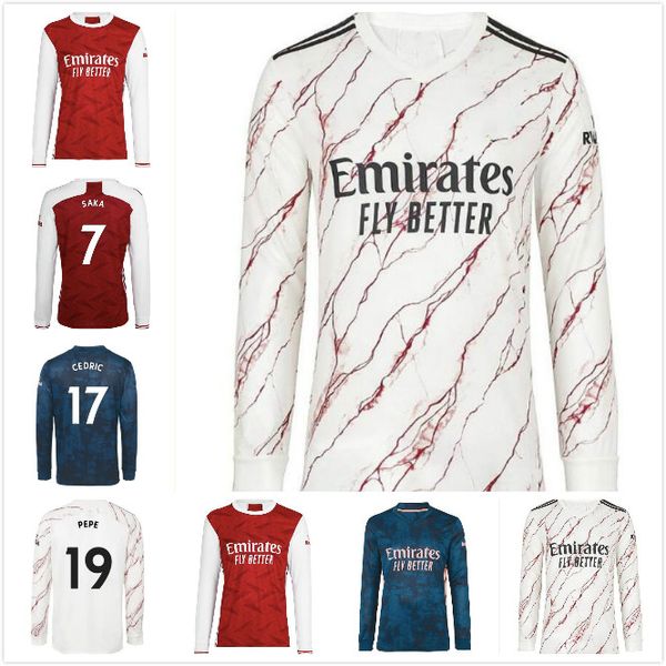 

20 21 saka long sleeve soccer jerseys home 2020 2021 ceballos saliba martinelli pepe home away third goalkeeper football shirts, Black;yellow