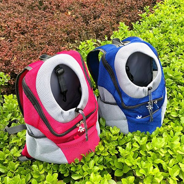 

stylishÂ mesh dog carriers bags portable oxford double shoulder backpack breathable outdoor pet cat dog travel bags s/l