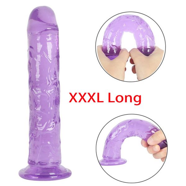 xxxl dildo with deepthroat cup toy flexible long insert penis anal soft suc...