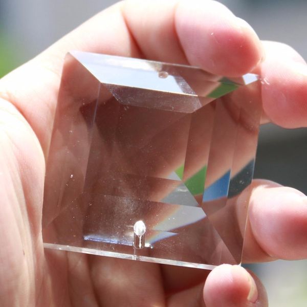 

new square suncatcher ab face crystal glass chandelier prism part hanging art glass diy lamp accessories 2 holes 50mm h jllpwc