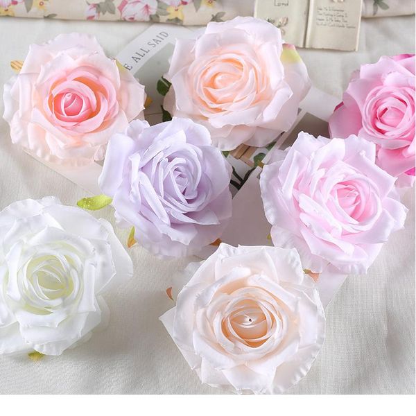 

30pcs/lot 13cm large artificial white rose silk flower heads diy wedding decoration wreath scrapbooking craft fake bbyjvx