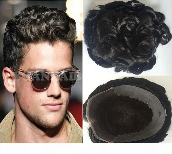 

human hair natural hairline lace front afro curl toupee black color 32mm wave full pu toupee q6 hair replacement for men ing