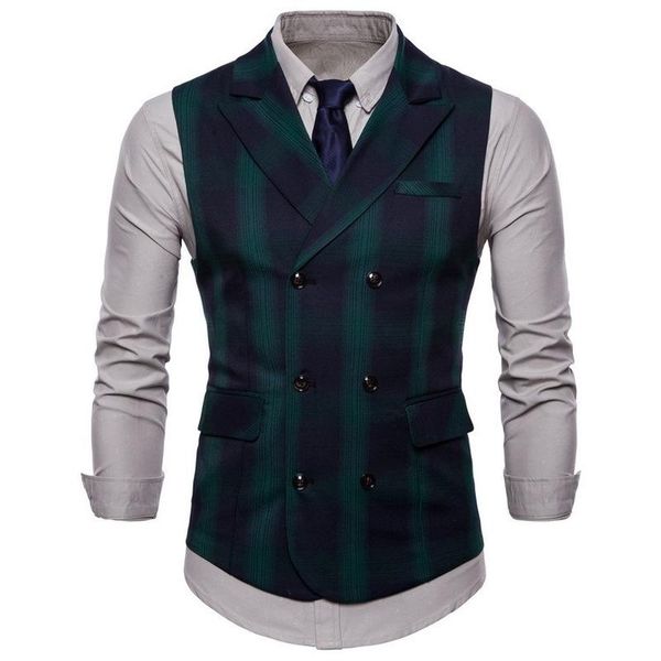 

men's vests 2021 brand suit vest men jacket sleeveless green vintage tweed fashion spring autumn plus size waistcoat, Black;white