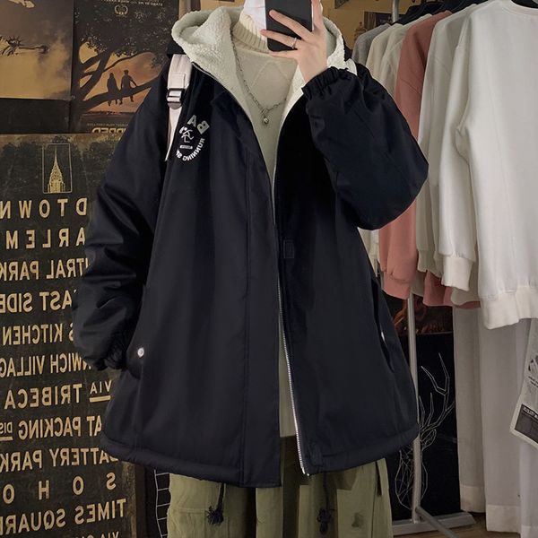 

2021 new privathinker men's casual oversize warm winter new hooded coats man thicken hip hop streetwear jackets p5yr, Black;brown