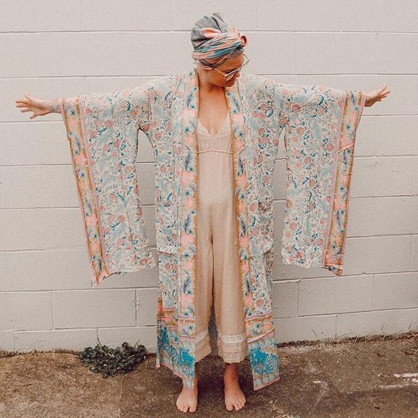 

women boho wrapped dresses rayon floral print kimono sleeve beach wear summer dresses loose long women dresses vestido, Black;gray