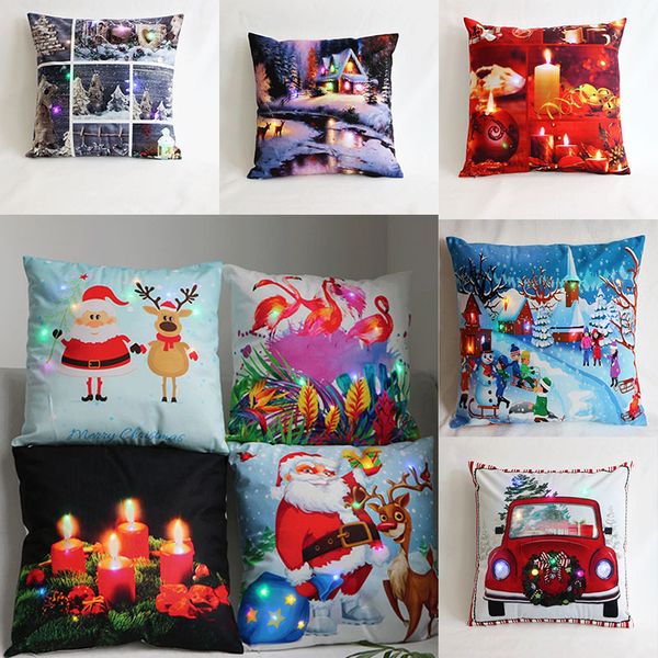 

led light luminous pillow case plush pillow covers cushion cover christmas xmas pillowcase home sofa car decor 20 style wx9-1514