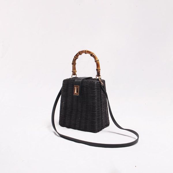 

new rattan bag straw bag ins portable bamboo festival woven oblique across the seaside resort beach