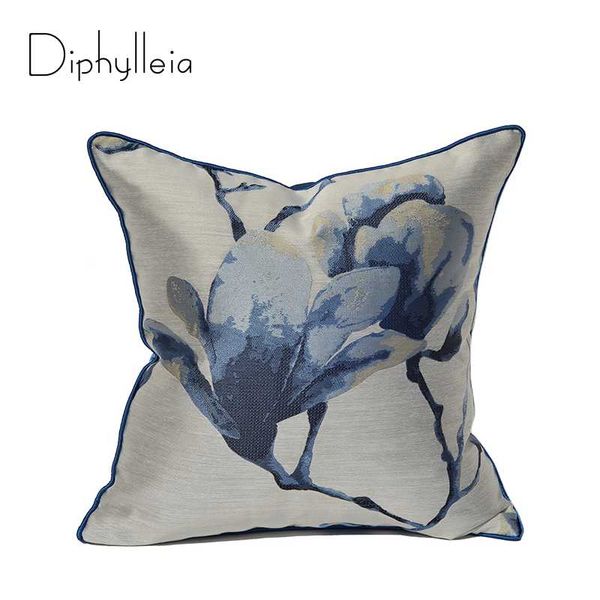 

pillow case diphylleia oriental art satin jacquard magnolia flower embroidery luxury cushion cover for living room sofa chair