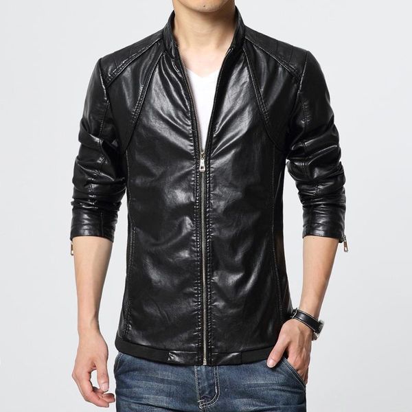 

mrmt 2020 brand new spring and autumn men's jackets washed pu leather jacket collar for male casual leather jacket coat1, Black;brown