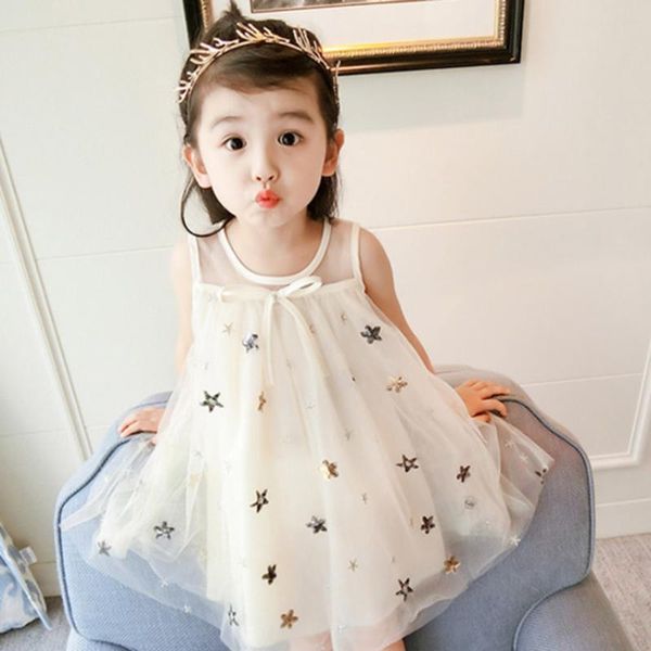 

girl's dresses summer girls toddler kids baby clothes dress stars sequins tulle party pageant princess f326, Red;yellow