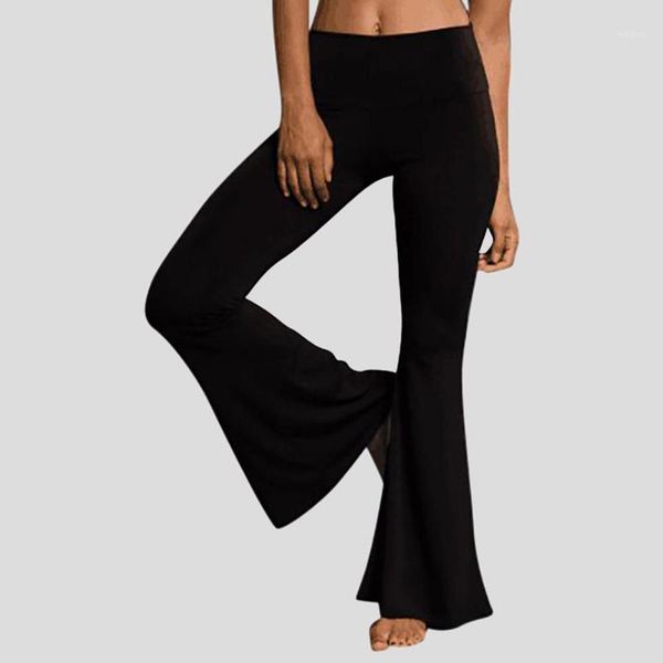 

fashion womens high elastic waist bell-bottom trousers skinny casual pants running pants tight fitness trousers sports pf3m1, Black;white