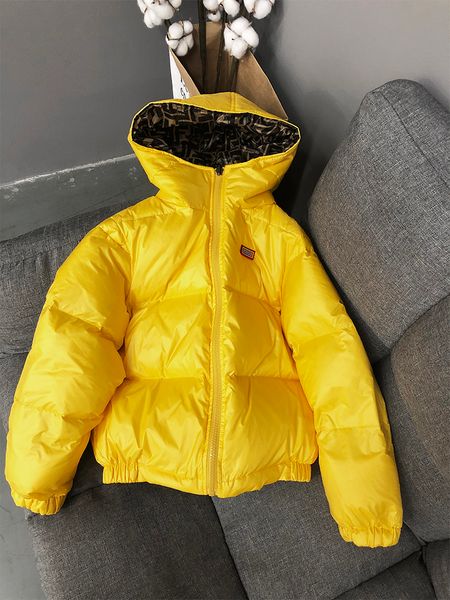 

2020 winter new kids down jacket european american boy girl double-sided hooded thickened middle large childrens bread jacket short coat, Black