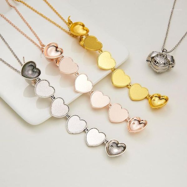 

magic 4 p pendant memory opened locket necklace valentine gift family lover pet p frames heart round angel wing necklace1, Silver