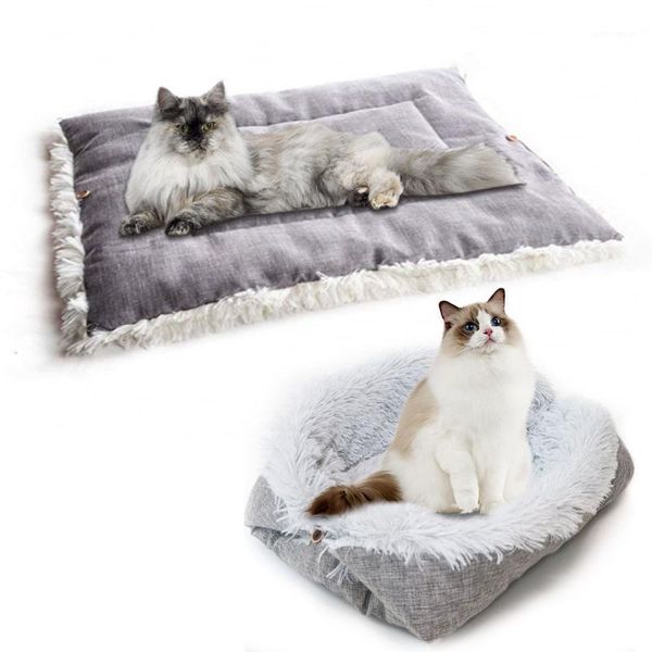 

cat beds & furniture pet bed for small dogs, function 2 in 1 plush soft blanket and donut dogs warm fluffy cushion pad mat1